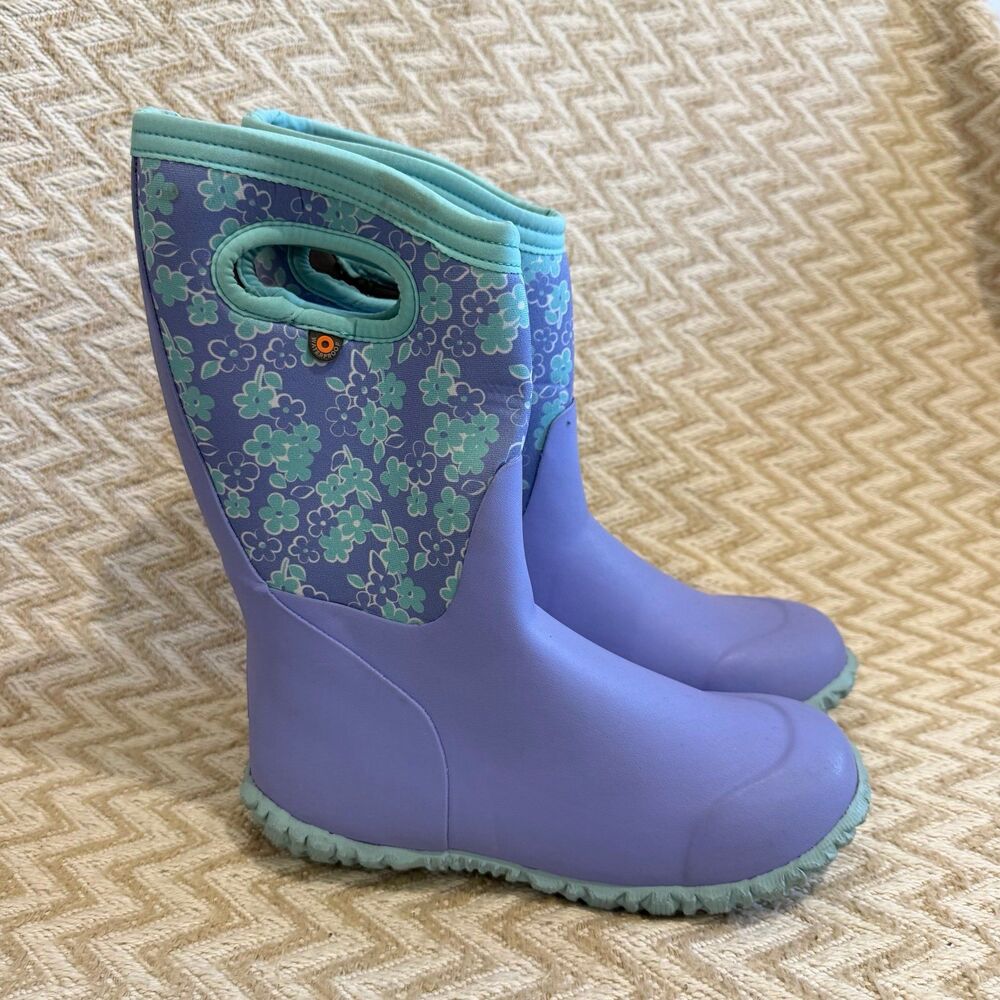 BOGS Boots Youth Girls Durham Waterproof Insulated Pull On Floral Boots